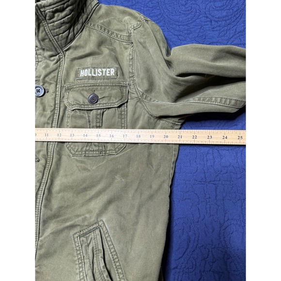 Y2K Hollister Olive Green Utility Jacket Women's Size Medium Snap Button Cargo - Picture 6 of 6